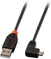 LINDY 0,5 m USB Micro-B-kabel, 90 graden rechte hoek, zwart