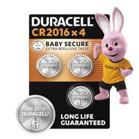 DURACELL 2016 Lithium-knoopcelbatterijen 3V 4 stuks - Gaan gegarandeerd lang mee - Babyveilige technologie - Voor o.a. autosleutels, kleine afstandsbedieningen, fitnesshorloges - Babyveilig verpakt