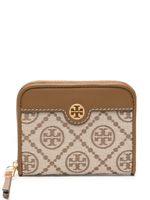 Tory Burch portefeuille zippé à plaque logo - Marron