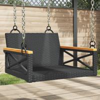 Schommelbank 63x62x40 cm poly rattan zwart - thumbnail