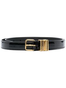 Saint Laurent ceinture fine en cuir à fini verni - Noir