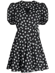 tout a coup robe en coton croisée à fleurs - Noir