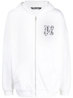 Palm Angels hoodie à motif monogrammé brodé - Blanc