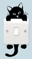 Muursticker - Zwarte Kat / Lamp Decoratie - thumbnail