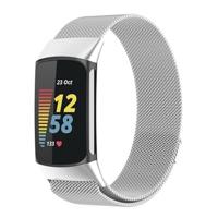 By Qubix - Milanese bandje - Zilver - Compatible met Compatible met Fitbit Charge 5 - Compatible fitbit bandje