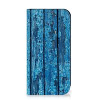 iPhone 15 Pro Book Wallet Case Wood Blue - thumbnail