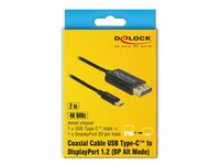 Delock 83710 USB-kabel Type-C naar DisplayPort (DP Alt Mode) 4K 60 Hz 2 m coaxiaal - thumbnail