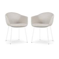 Nolon Nora-Otis Eetkamerstoelen Set van 2 - Beige - Witte Poten - thumbnail