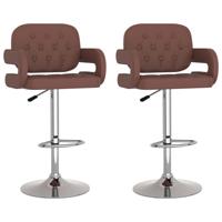 vidaXL Barkrukken 2 st kunstleer bruin