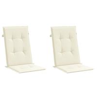 vidaXL Tuinkussen 2 st, Tuinkussens Hoge Rug, Tuinstoelkussen, Fauteuilkussen, Kussen voor Tuinstoelen, Rugkussen, Stof Crèmekleurig