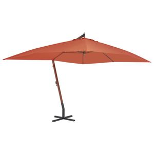 Zweefparasol met houten paal 400x300 cm terracotta