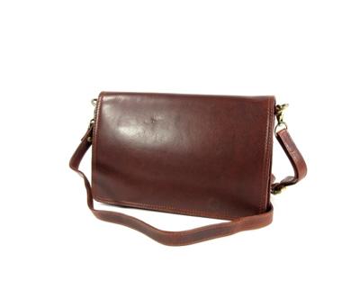 Strak leren Chique dames kleptas schoudertas cognac