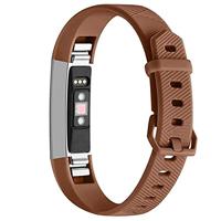By Qubix - Compatible met Fitbit Alta HR siliconen bandje met gesp - Maat: Large - Coffee - Compatible fitbit bandje