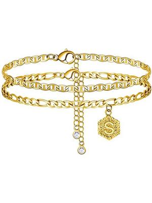 strand Dubbele Keten Alfabet Enkelbandje strand Dubbele Keten Alfabet Enkelbandje