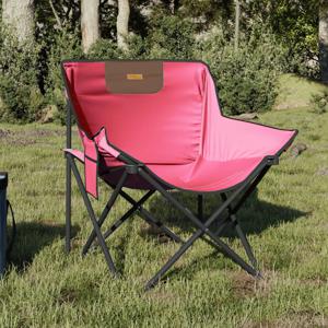 Campingstoelen 2 st met vakje inklapbaar roze