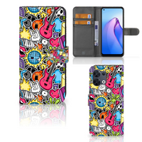 OPPO Reno8 Wallet Case met Pasjes Punk Rock - thumbnail