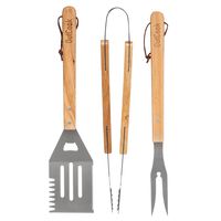 BBQ/barbecue gereedschap set 3-delig met houten handvatten - thumbnail