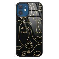 iPhone 12 glazen hardcase - Abstract faces