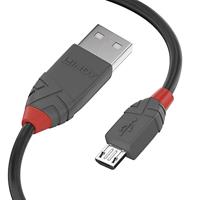 LINDY 36732 1m USB 2.0 Type A naar Micro-B kabel, Anthra Line, antraciet