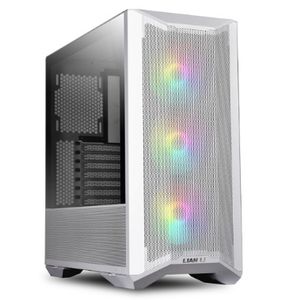 Lian Li LANCOOL II Mesh C RGB Snow Edition Midi-tower PC-behuizing, Gaming-behuizing Wit 3 voorgeïnstalleerde LED-ventilators, Zijvenster, Stoffilter