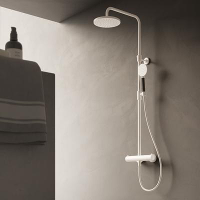 Doucheset Hotbath Cobber Opbouw 20cm Rond Geborsteld Messing PVD Thermostaatkraan Glijstang Regendouche en Handdouche 2 Greeps Doucheset Hotbath Cobber Opbouw 20cm Rond Geborsteld Messing PVD Thermostaatkraan Glijstang Regendouche en Handdouche 2 Greeps