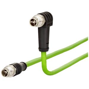 Metz Connect 142M2X1C020 M12 Netwerkkabel, patchkabel CAT 6A S/FTP 2.00 m Groen PUR-mantel, Zuurbestendig, Ozonbestendig, UV-bestendig, Geschikt voor