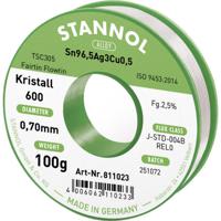 Stannol Kristall 600 Fairtin Soldeertin, loodvrij Loodvrij Sn96,5Ag3Cu0,5 REL0 100 g 0.7 mm