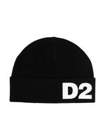 DSQUARED2 KIDS bonnet en laine mélangée à logo imprimé - Noir - thumbnail