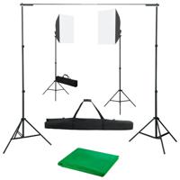 VidaXL Fotostudioset met softboxlampen en achtergrond - thumbnail