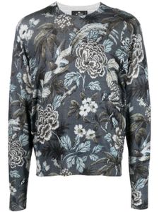 ETRO sweat à fleurs en cachemire mélangé - Bleu