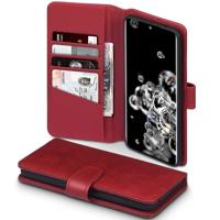 Qubits - luxe echt lederen wallet hoes - Geschikt voor Samsung Galaxy S20 Ultra - Rood