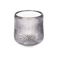 Gift Decor Theelichthouder, gestreept, grijs, glas, 9 x 9,5 x 9 cm (12 stuks)