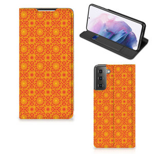 Samsung Galaxy S21 Plus Hoesje met Magneet Batik Oranje