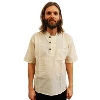 Katoenen shirt mannen Nepal - wit - Patipada - XL