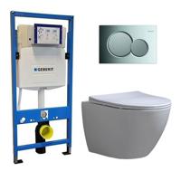 Geberit UP 320 Toiletset – Inbouw WC Hangtoilet Wandcloset – Shorty Flatline Sigma-01 Glans Chroom