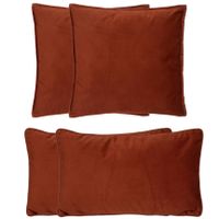 Bank/sierkussens huiskamer Sophia - set 4x stuks - Terracotta - polyester - met rits - 2 formaten