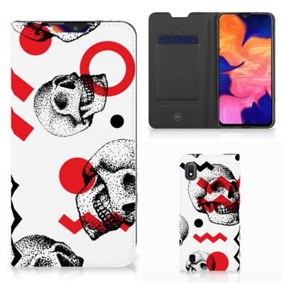 Mobiel BookCase Samsung Galaxy A10 Skull Red
