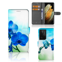 Samsung Galaxy S21 Ultra Hoesje Orchidee Blauw - Cadeau voor je Moeder