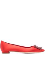 Manolo Blahnik ballerines Hangisi à ornements en cristal - Rouge