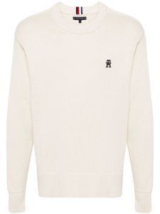 Tommy Hilfiger pull en coton biologique à broderies - Tons neutres