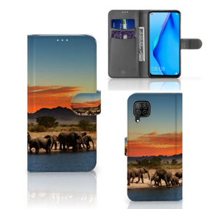 Huawei P40 Lite Telefoonhoesje met Pasjes Olifanten