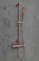 Saniclear Copper doucheset met thermostatische kraan, handdouche en glijstang geborsteld koper