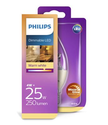 Philips Led tipcandle Warm Glow E14 4W dimbaar