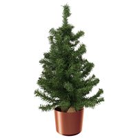 Mini kerstboom groen - in kunststof pot koper - 75 cm - kunstboom