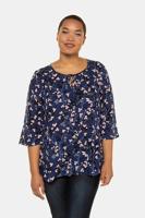 Ulla Popken Tuniek, A-lijn, lichte crêpe, 3/4 statement mouwen - Grote Maten