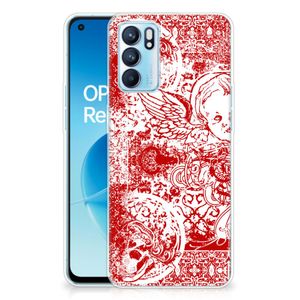 Silicone Back Case OPPO Reno 6 5G Angel Skull Rood