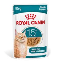 ROYAL CANIN AGEING 15+ Gravy | 12 x 85 g | Natvoer voor senior katten vanaf 15 jaar | Formule met de HealthyAge7™ Advanced Complex | Stukjes in saus