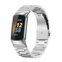 By Qubix - Metalen bandje - Zilver - Compatible met Compatible met Fitbit Charge 5 - Fitbit Charge 6 - Compatible fitbit bandje
