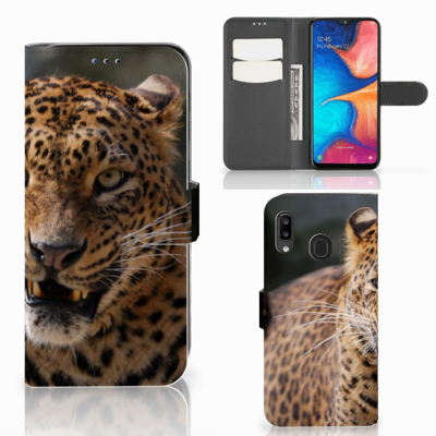 Samsung Galaxy A30 Telefoonhoesje met Pasjes Luipaard Samsung Galaxy A30 Telefoonhoesje met Pasjes Luipaard
