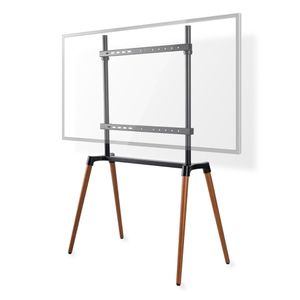 Nedis TVSM7250BK Tv-vloerstandaard 60 - 75 Inch Maximaal 40 Kg Scandinavisch Ontwerp Zwart / Beuk